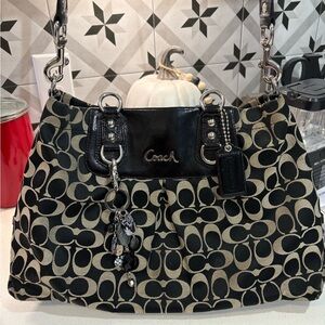 Coach Black and Tan Ashley Shoulder Bag EUC